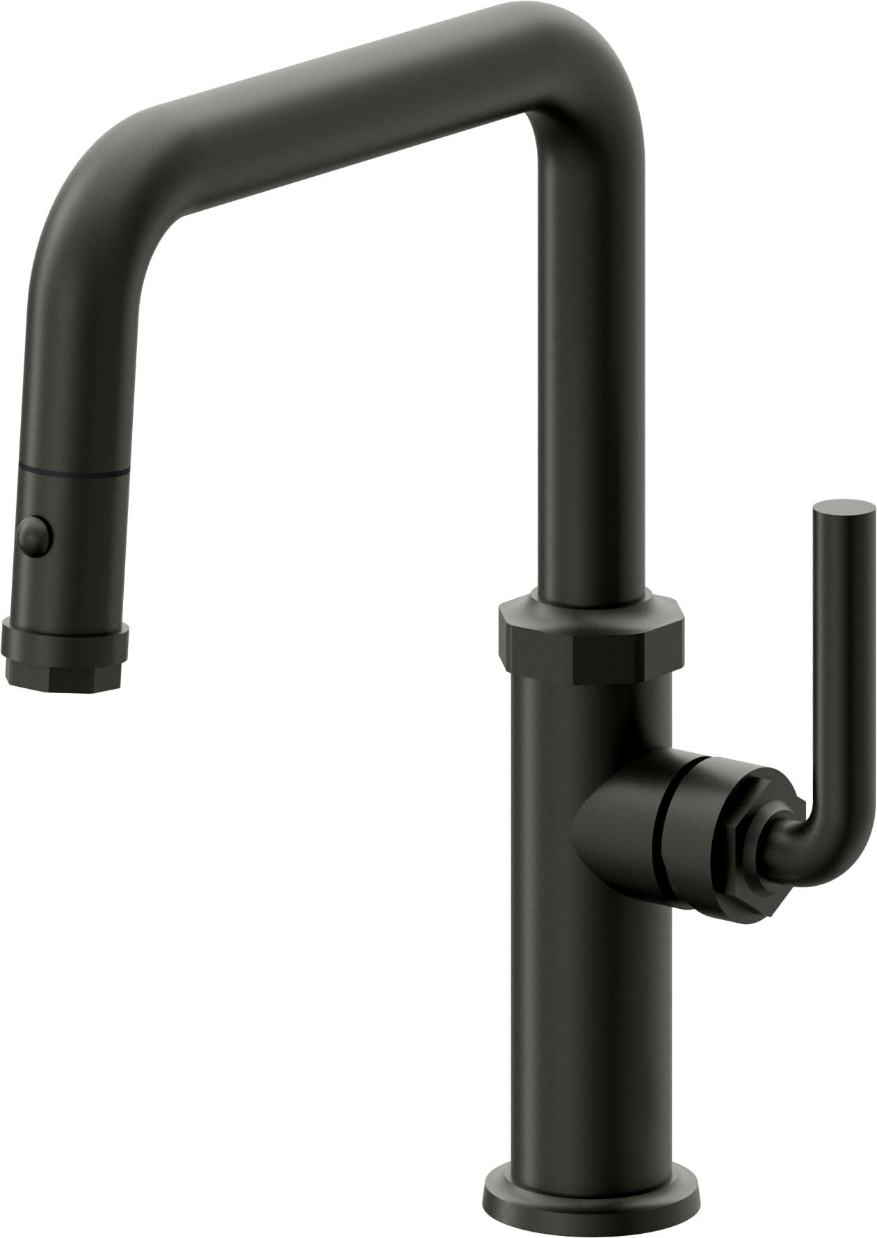 California Faucets Descanso Llave de Cocina con Rociador Extraíble hacia Abajo Industrial con Rociador de Botón - Pico Cuadrado - Bronce Bella Terra