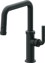 California Faucets Descanso Llave de Cocina con Rociador Extraíble hacia Abajo Industrial con Rociador de Botón - Pico Cuadrado - Carbón