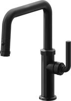 California Faucets Descanso Llave de Cocina con Rociador Extraíble hacia Abajo Industrial con Rociador de Botón - Pico Cuadrado - Negro Mate