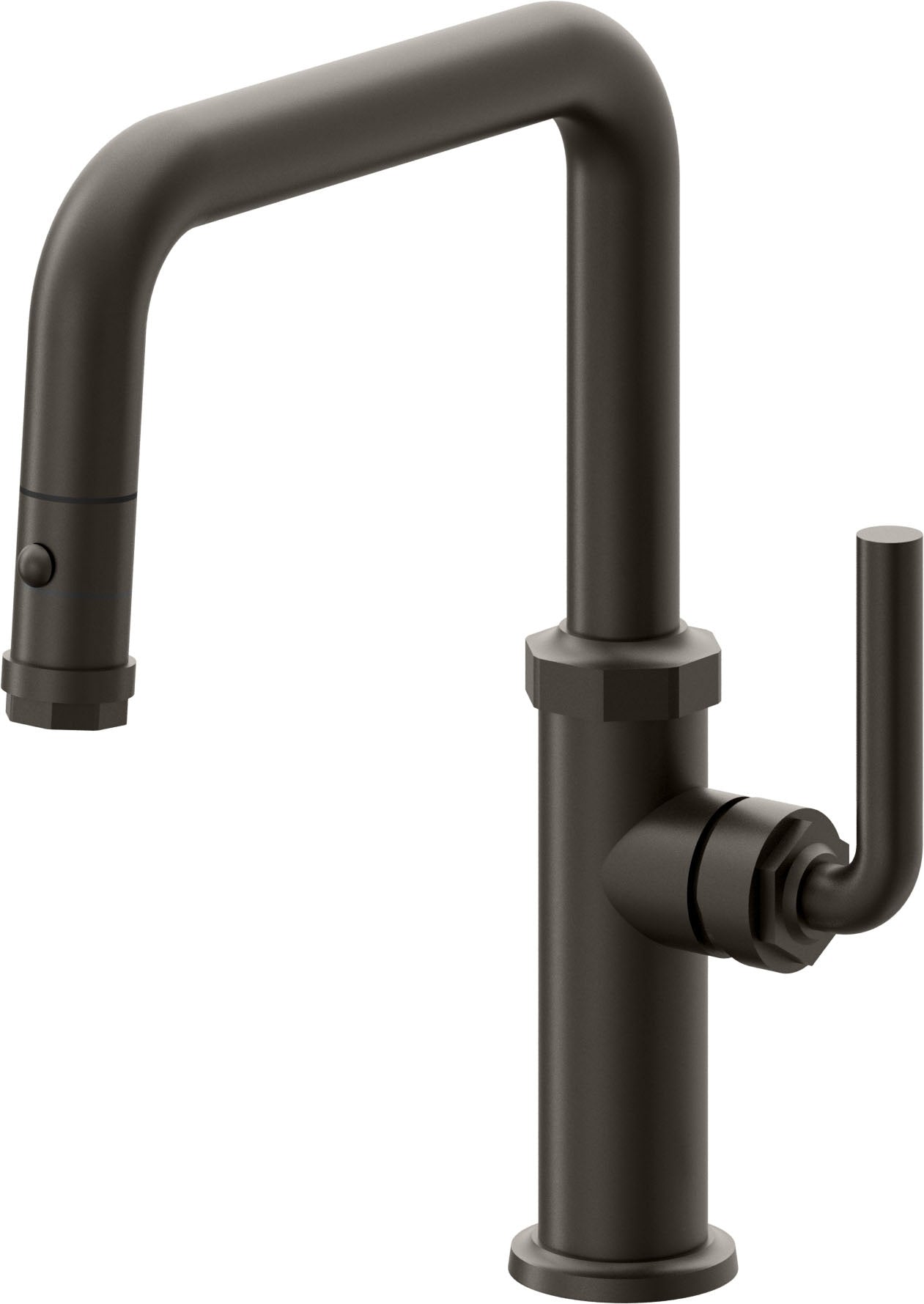 California Faucets Descanso Llave de Cocina con Rociador Extraíble hacia Abajo Industrial con Rociador de Botón - Pico Cuadrado - Bronce Oscuro