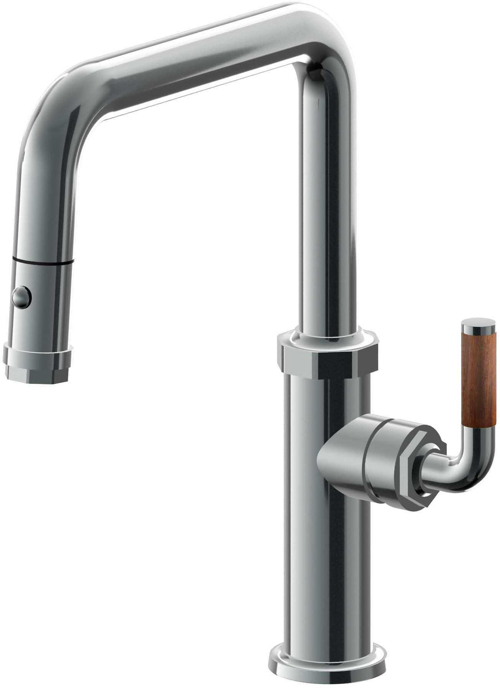 California Faucets Descanso Llave de Cocina con Rociador Extraíble hacia Abajo Industrial con Rociador de Botón - Pico Cuadrado - Níquel Negro