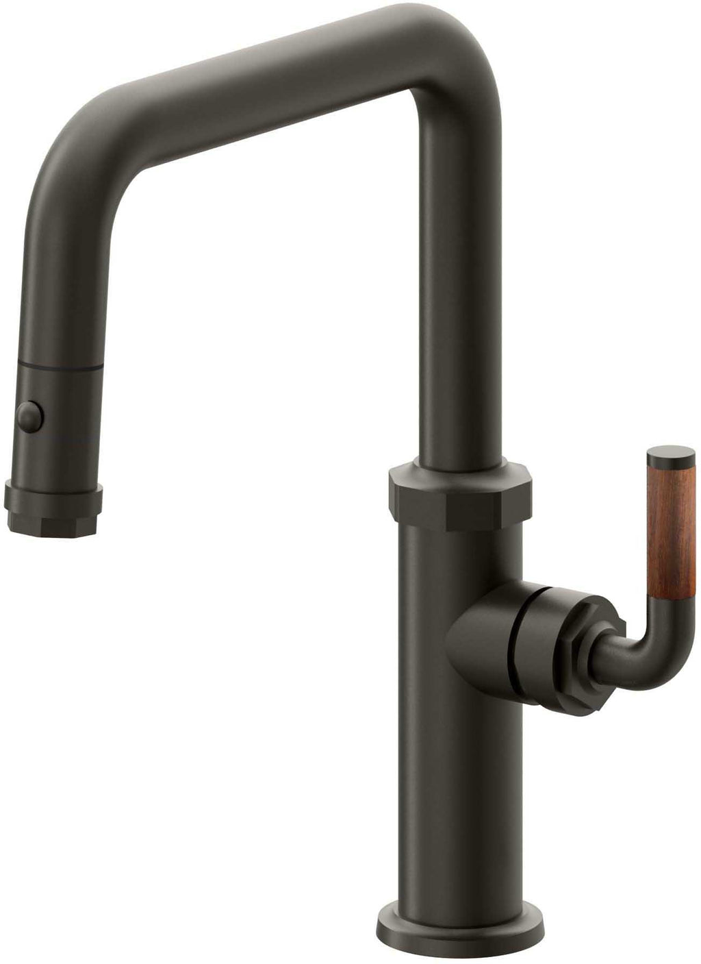 California Faucets Descanso Llave de Cocina con Rociador Extraíble hacia Abajo Industrial con Rociador de Botón - Pico Cuadrado - Bronce Oscuro