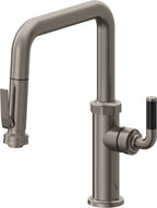 California Faucets Descanso Llave de Cocina con Rociador Extraíble hacia Abajo Industrial con Rociador de Compresión - Pico Cuadrado - Grafito
