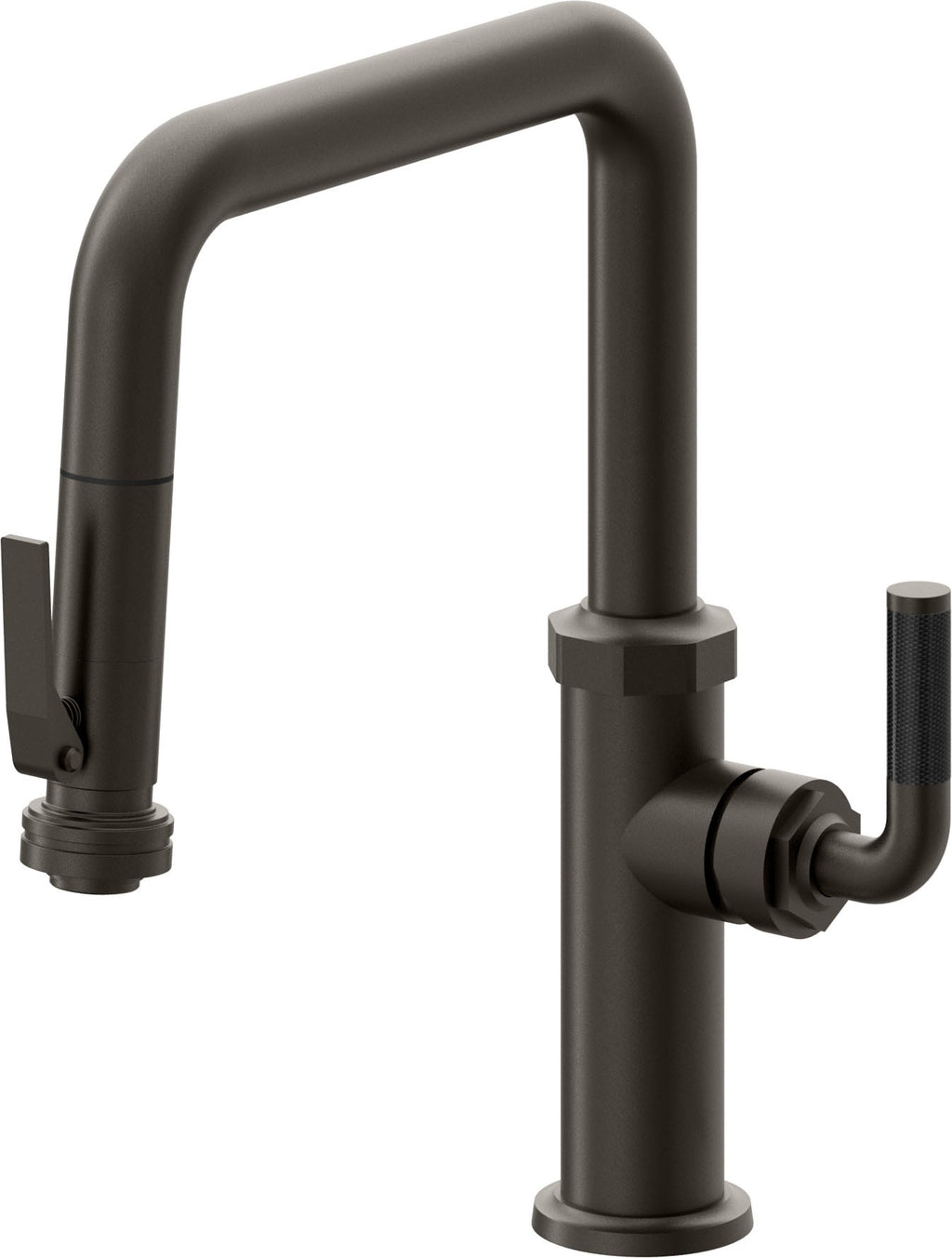California Faucets Descanso Llave de Cocina con Rociador Extraíble hacia Abajo Industrial con Rociador de Compresión - Pico Cuadrado - Bronce Oscuro
