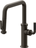 California Faucets Descanso Llave de Cocina con Rociador Extraíble hacia Abajo Industrial con Rociador de Compresión - Pico Cuadrado - Bronce Oscuro