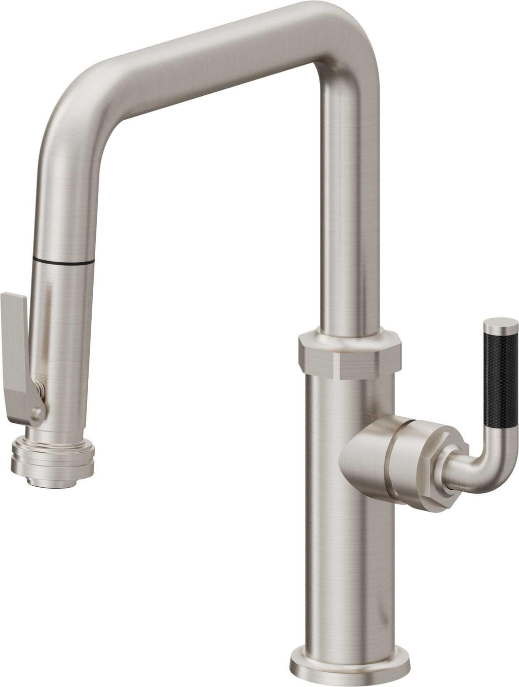 California Faucets Descanso Llave de Cocina con Rociador Extraíble hacia Abajo Industrial con Rociador de Compresión - Pico Cuadrado - Acero Inoxidable Ultra