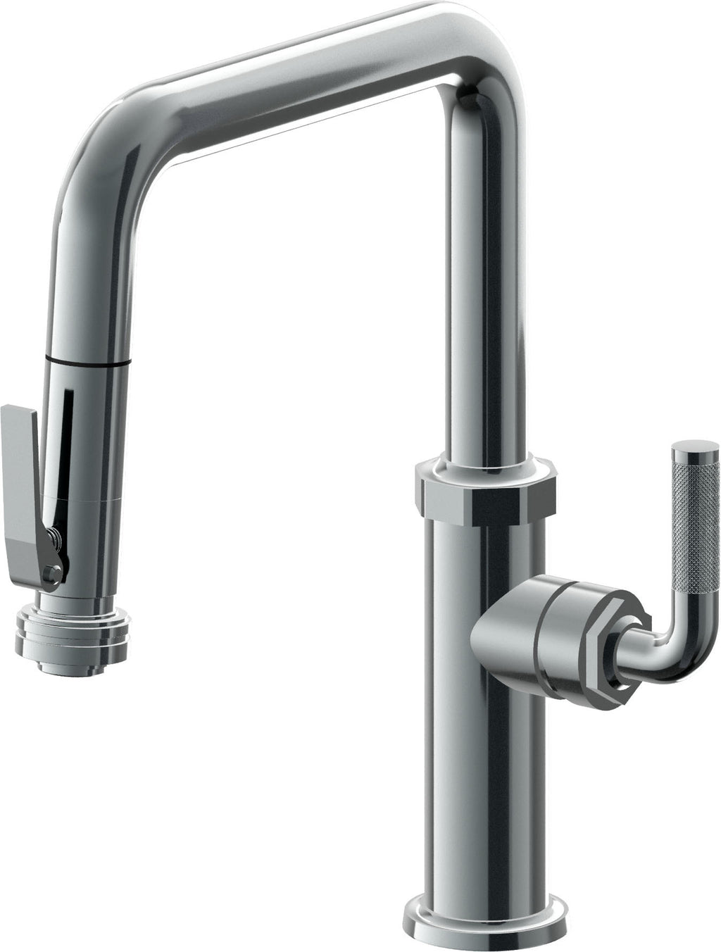 California Faucets Descanso Llave de Cocina con Rociador Extraíble hacia Abajo Industrial con Rociador de Compresión - Pico Cuadrado - Níquel Negro