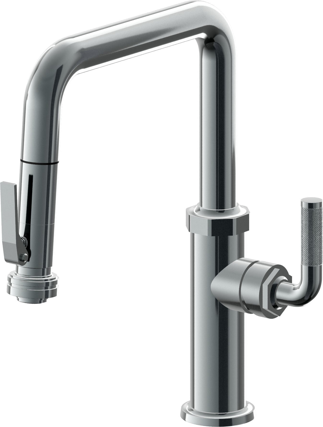 California Faucets Descanso Llave de Cocina con Rociador Extraíble hacia Abajo Industrial con Rociador de Compresión - Pico Cuadrado - Níquel Negro