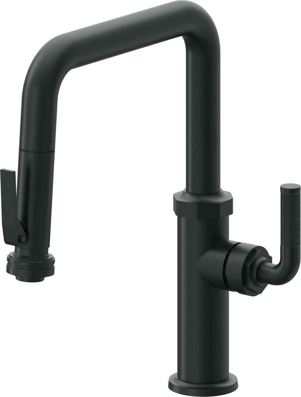 California Faucets Descanso Llave de Cocina con Rociador Extraíble hacia Abajo Industrial con Rociador de Compresión - Pico Cuadrado - Carbón