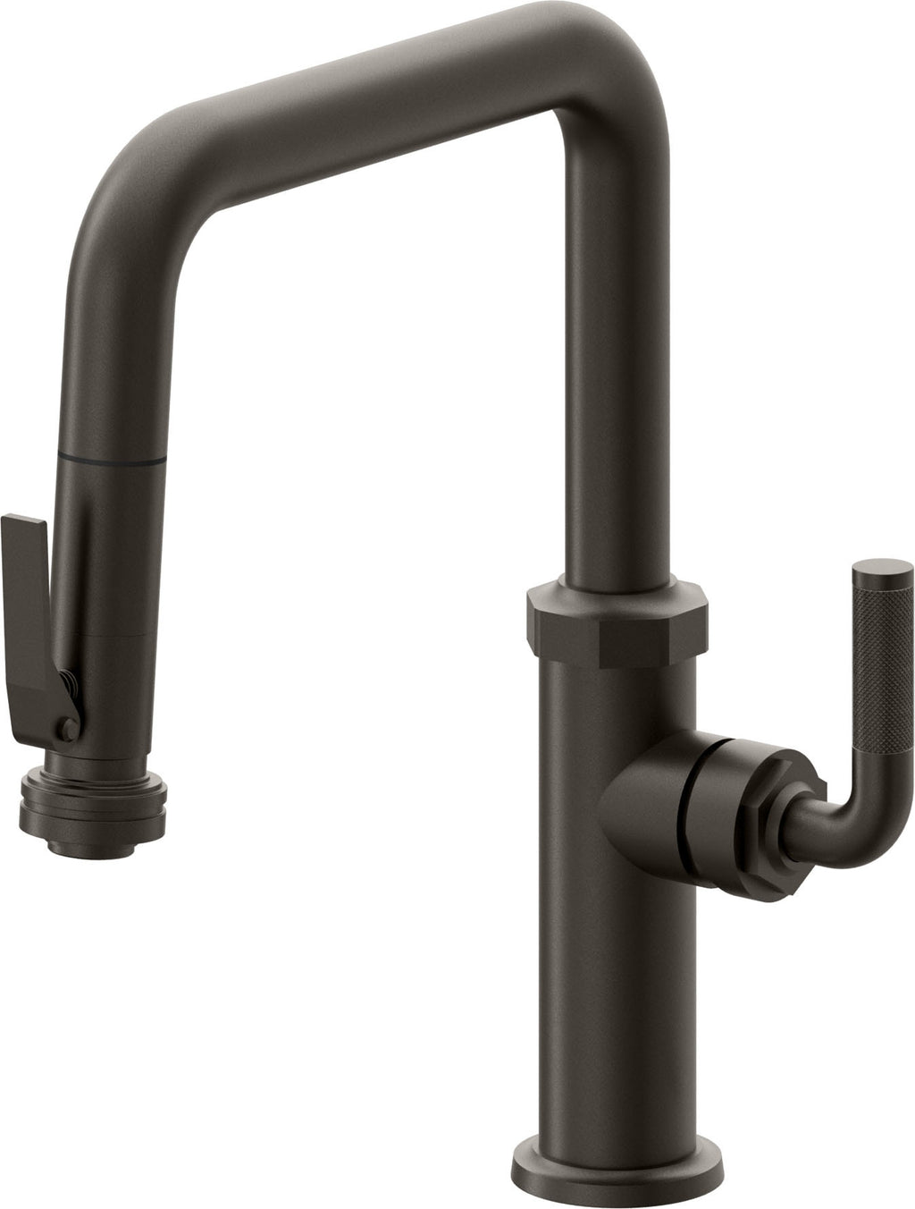 California Faucets Descanso Llave de Cocina con Rociador Extraíble hacia Abajo Industrial con Rociador de Compresión - Pico Cuadrado - Bronce Oscuro