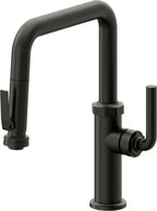 California Faucets Descanso Llave de Cocina con Rociador Extraíble hacia Abajo Industrial con Rociador de Compresión - Pico Cuadrado - Bronce Bella Terra