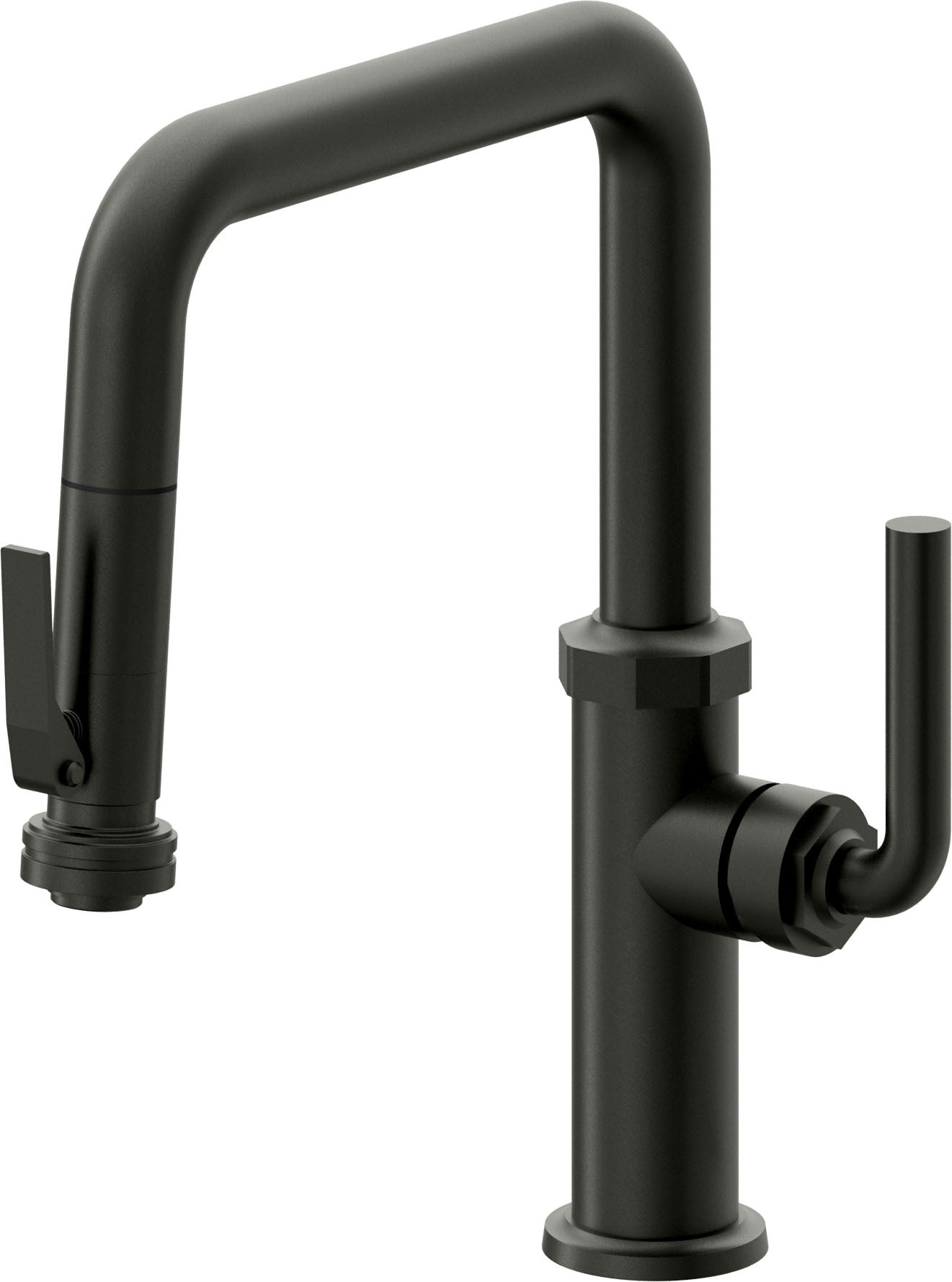 California Faucets Descanso Llave de Cocina con Rociador Extraíble hacia Abajo Industrial con Rociador de Compresión - Pico Cuadrado - Bronce Bella Terra