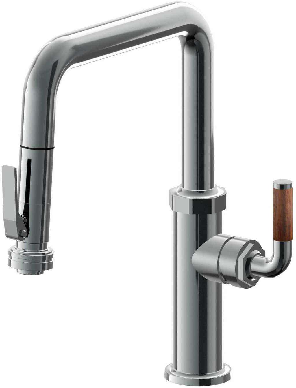 California Faucets Descanso Llave de Cocina con Rociador Extraíble hacia Abajo Industrial con Rociador de Compresión - Pico Cuadrado - Níquel Negro
