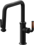 California Faucets Descanso Llave de Cocina con Rociador Extraíble hacia Abajo Industrial con Rociador de Compresión - Pico Cuadrado - Negro Mate