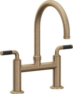 California Faucets Descanso Llave de Cocina Tipo Puente Industrial - Pico en Arco - Latón Antiguo Mate