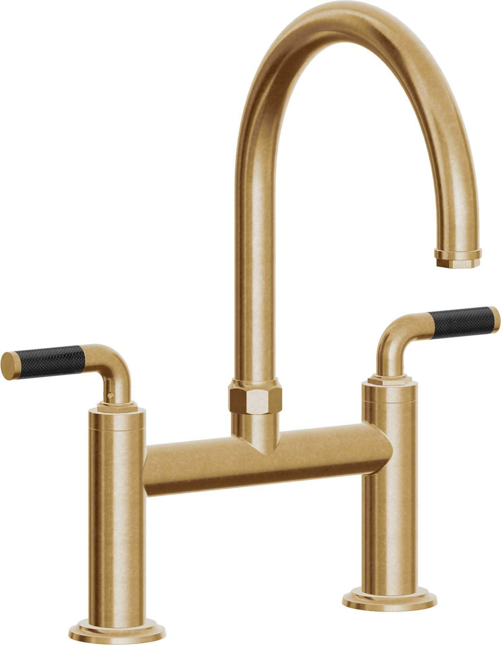 California Faucets Descanso Llave de Cocina Tipo Puente Industrial - Pico en Arco - Latón Bruñido