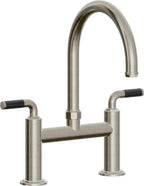 California Faucets Descanso Llave de Cocina Tipo Puente Industrial - Pico en Arco - Níquel Bruñido