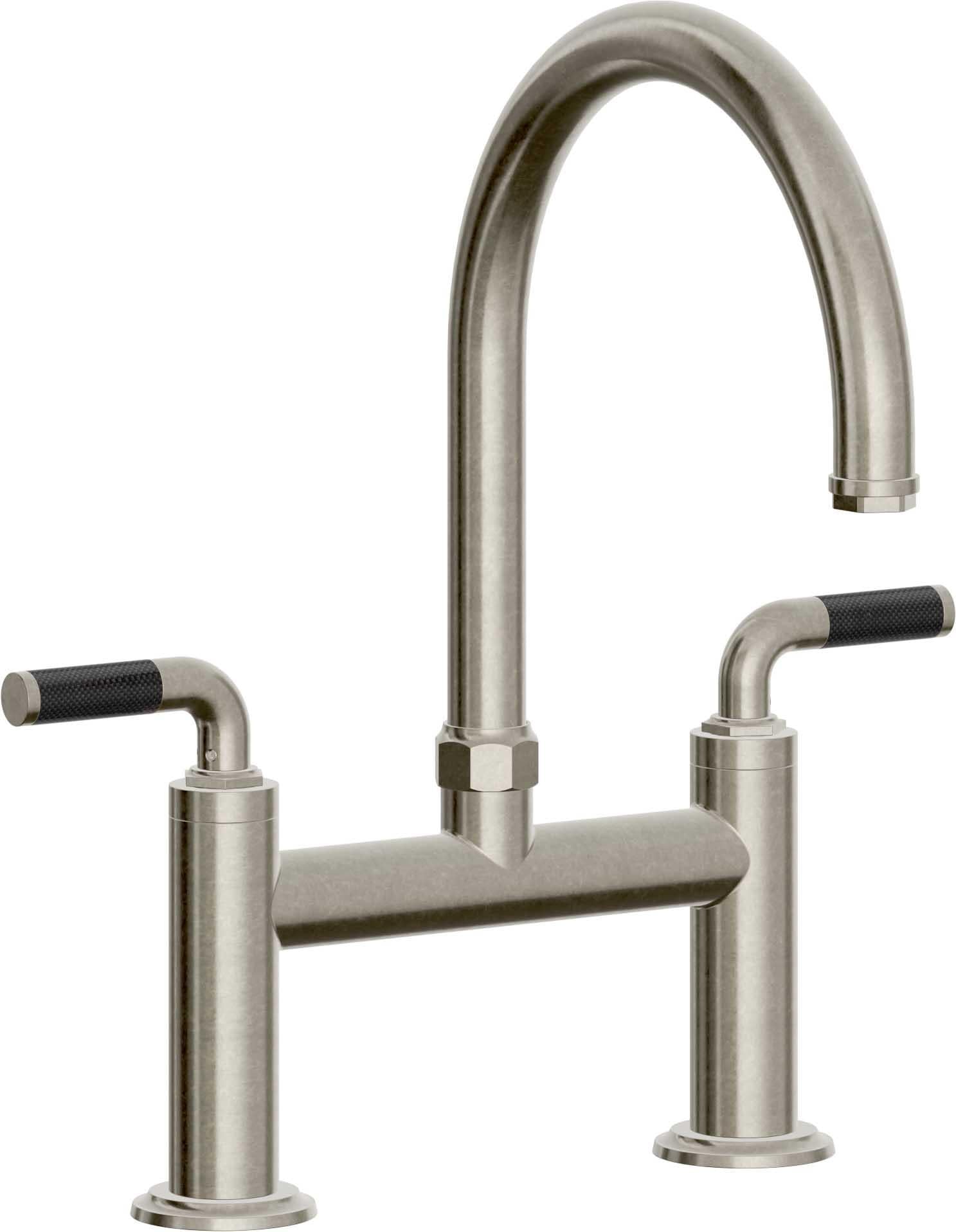 California Faucets Descanso Llave de Cocina Tipo Puente Industrial - Pico en Arco - Níquel Bruñido