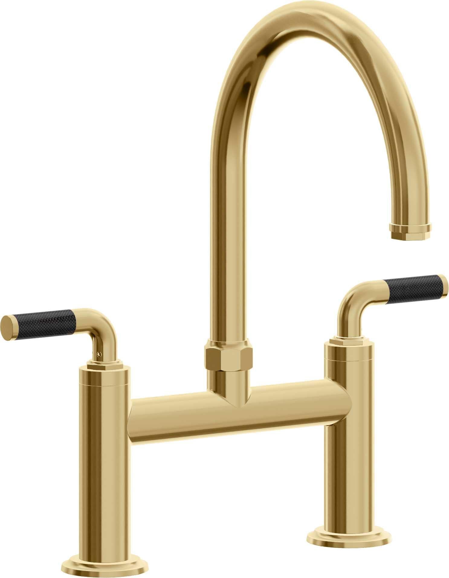 California Faucets Descanso Llave de Cocina Tipo Puente Industrial - Pico en Arco - Oro Francés
