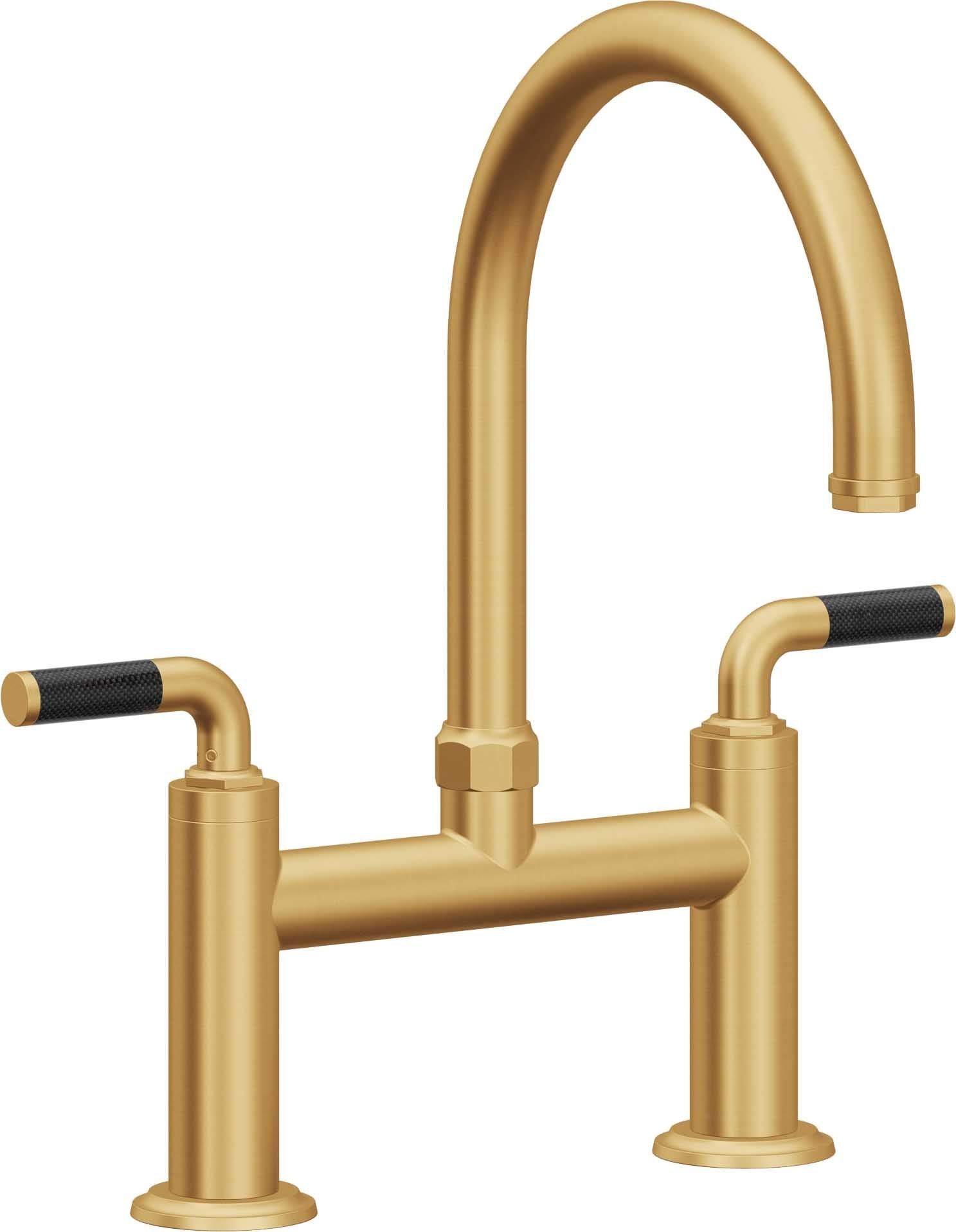 California Faucets Descanso Llave de Cocina Tipo Puente Industrial - Pico en Arco - Oro Satinado de por Vida