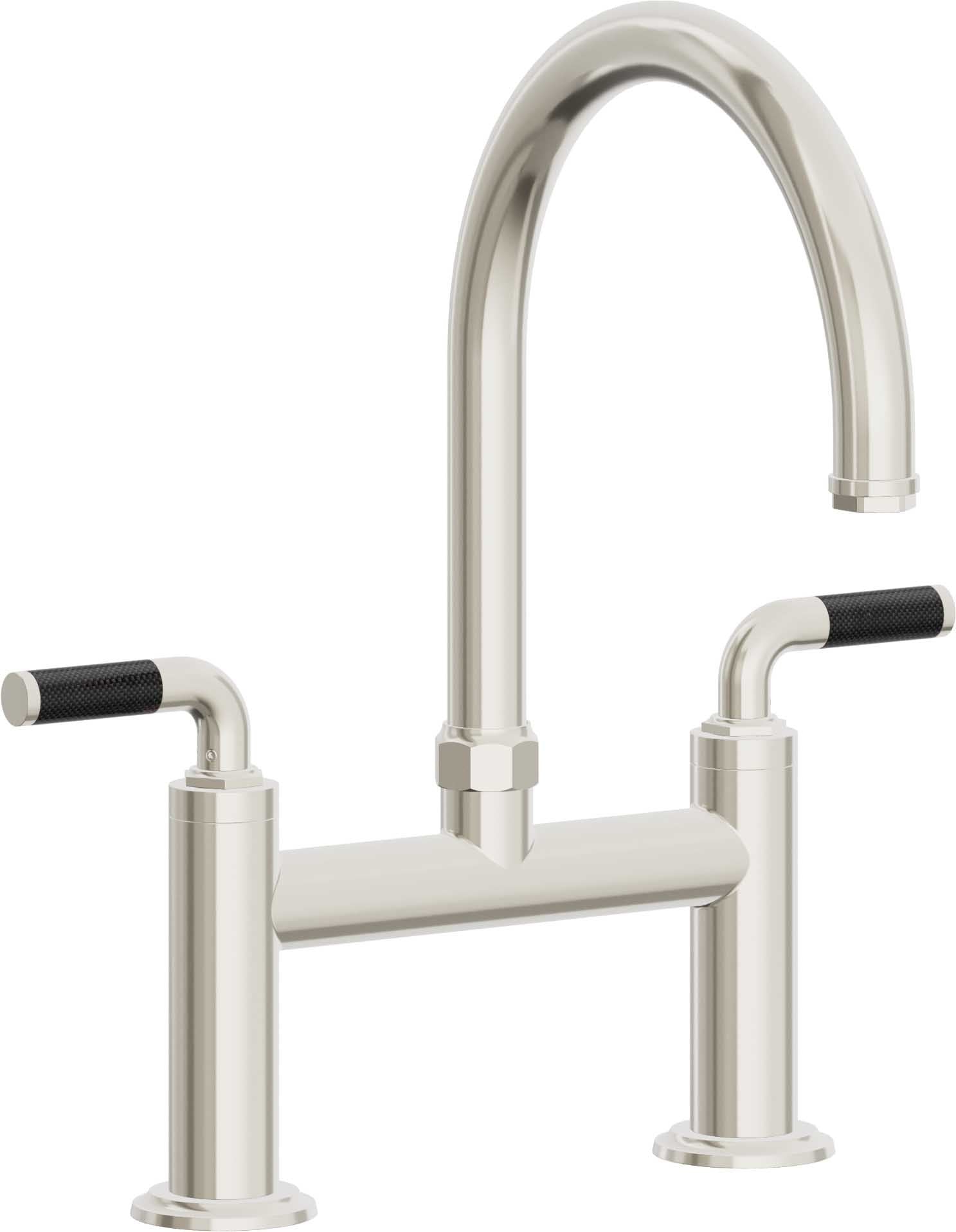 California Faucets Descanso Llave de Cocina Tipo Puente Industrial - Pico en Arco - Níquel Pulido
