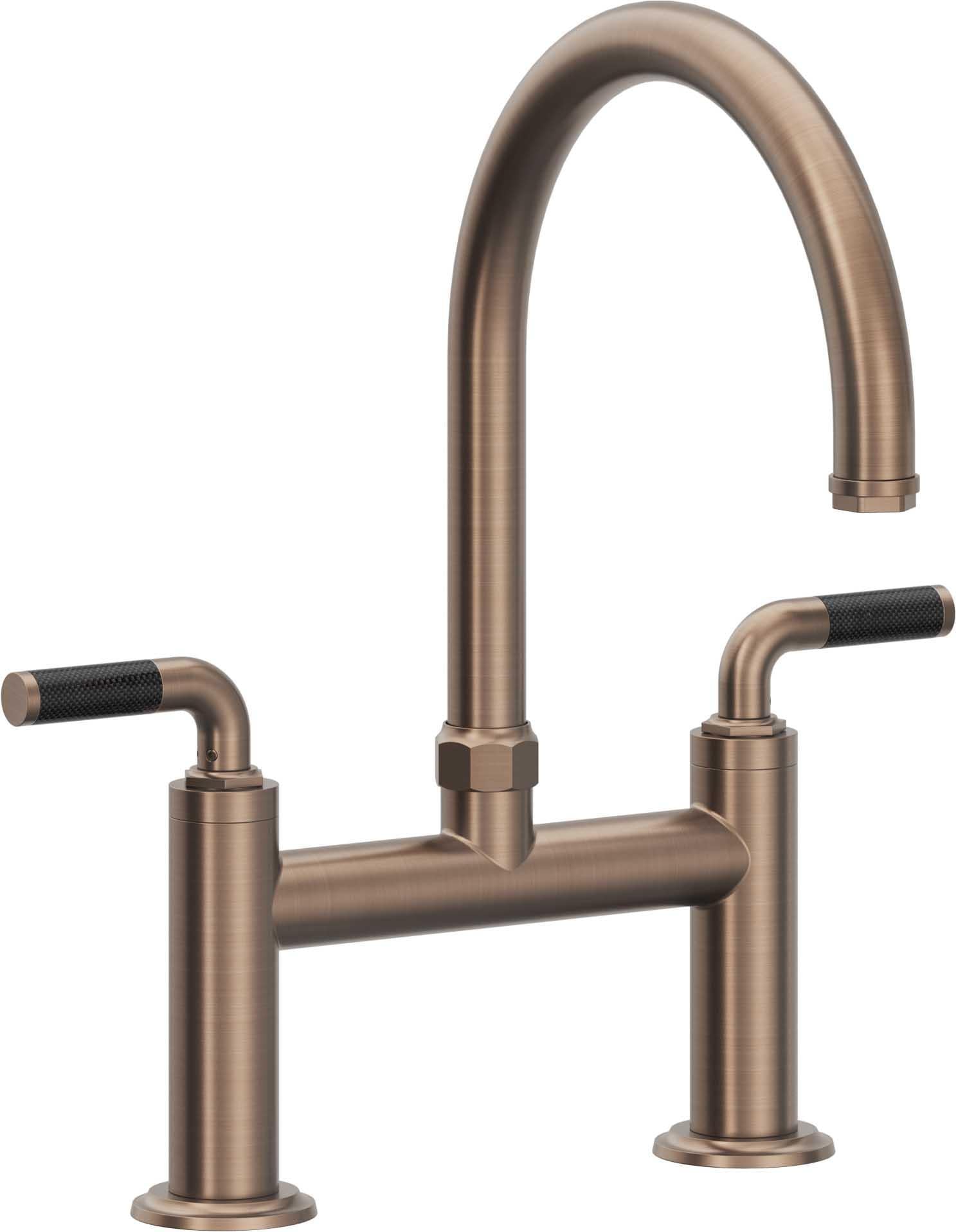 California Faucets Descanso Llave de Cocina Tipo Puente Industrial - Pico en Arco - Bronce Satinado
