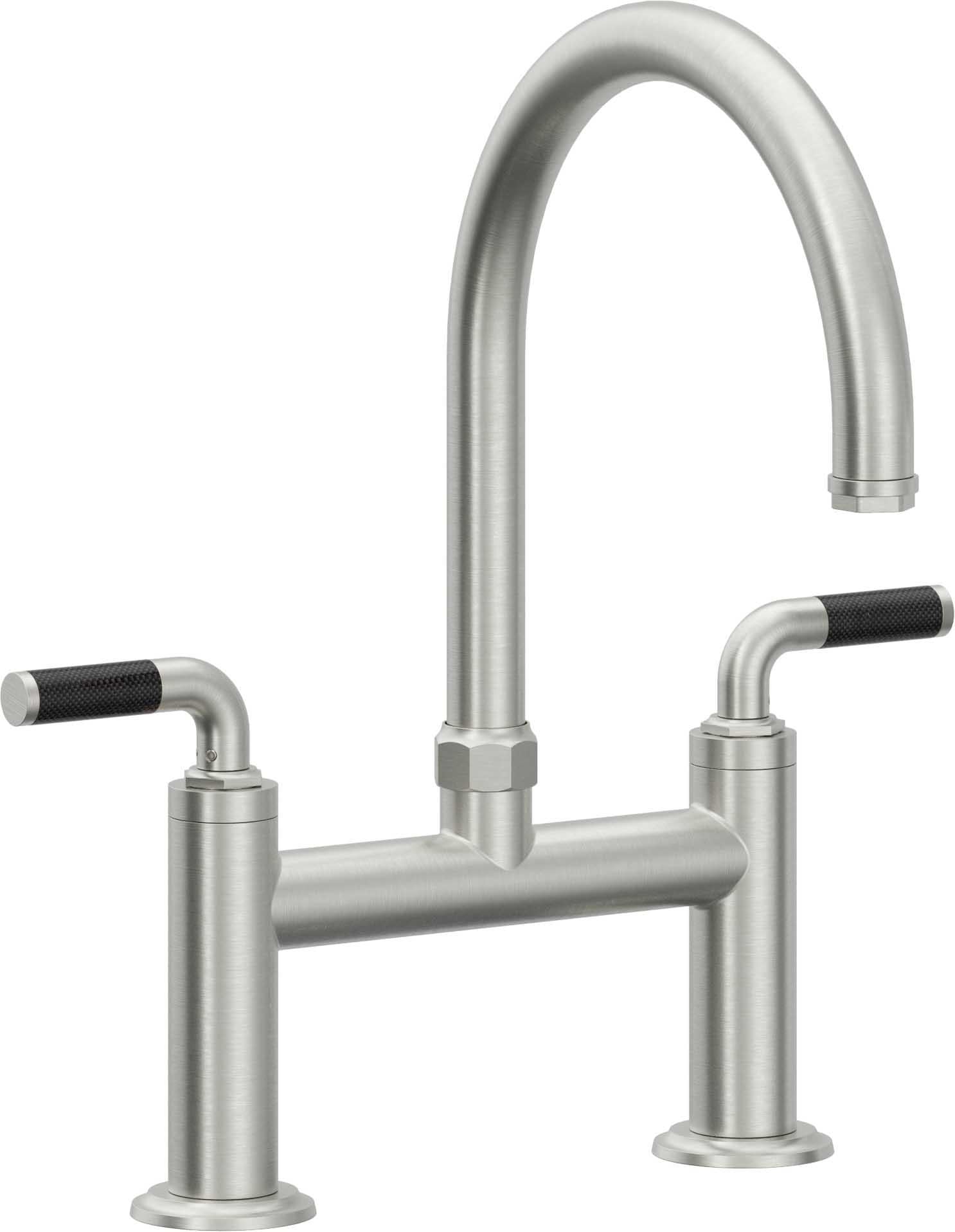 California Faucets Descanso Llave de Cocina Tipo Puente Industrial - Pico en Arco - Cromo Satinado