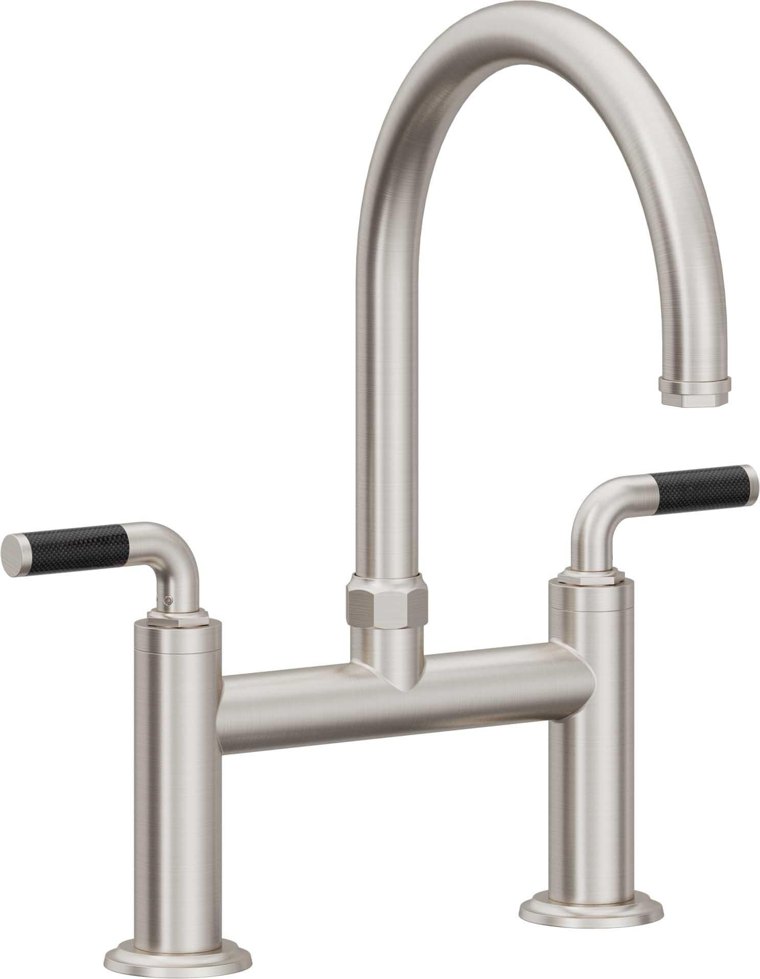 California Faucets Descanso Llave de Cocina Tipo Puente Industrial - Pico en Arco - Acero Inoxidable Ultra