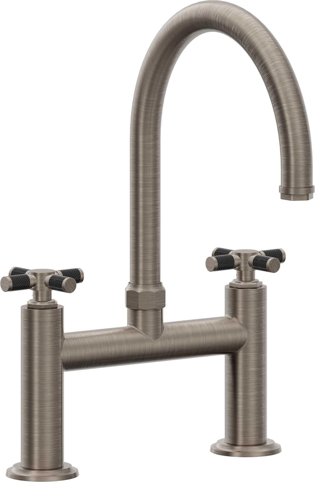 California Faucets Descanso Llave de Cocina Tipo Puente Industrial - Pico en Arco - Níquel Antiguo Mate