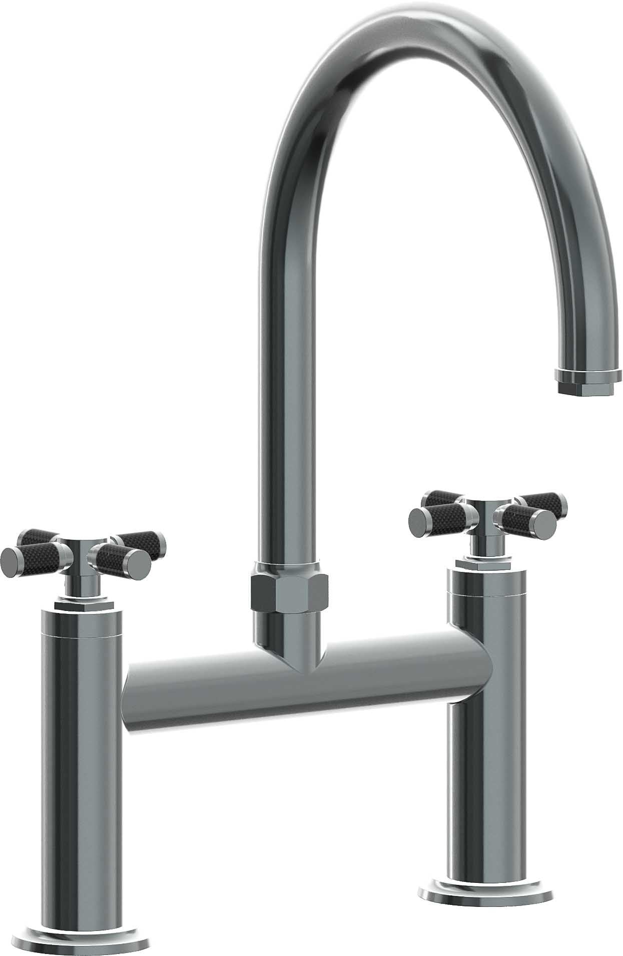 California Faucets Descanso Llave de Cocina Tipo Puente Industrial - Pico en Arco - Níquel Negro