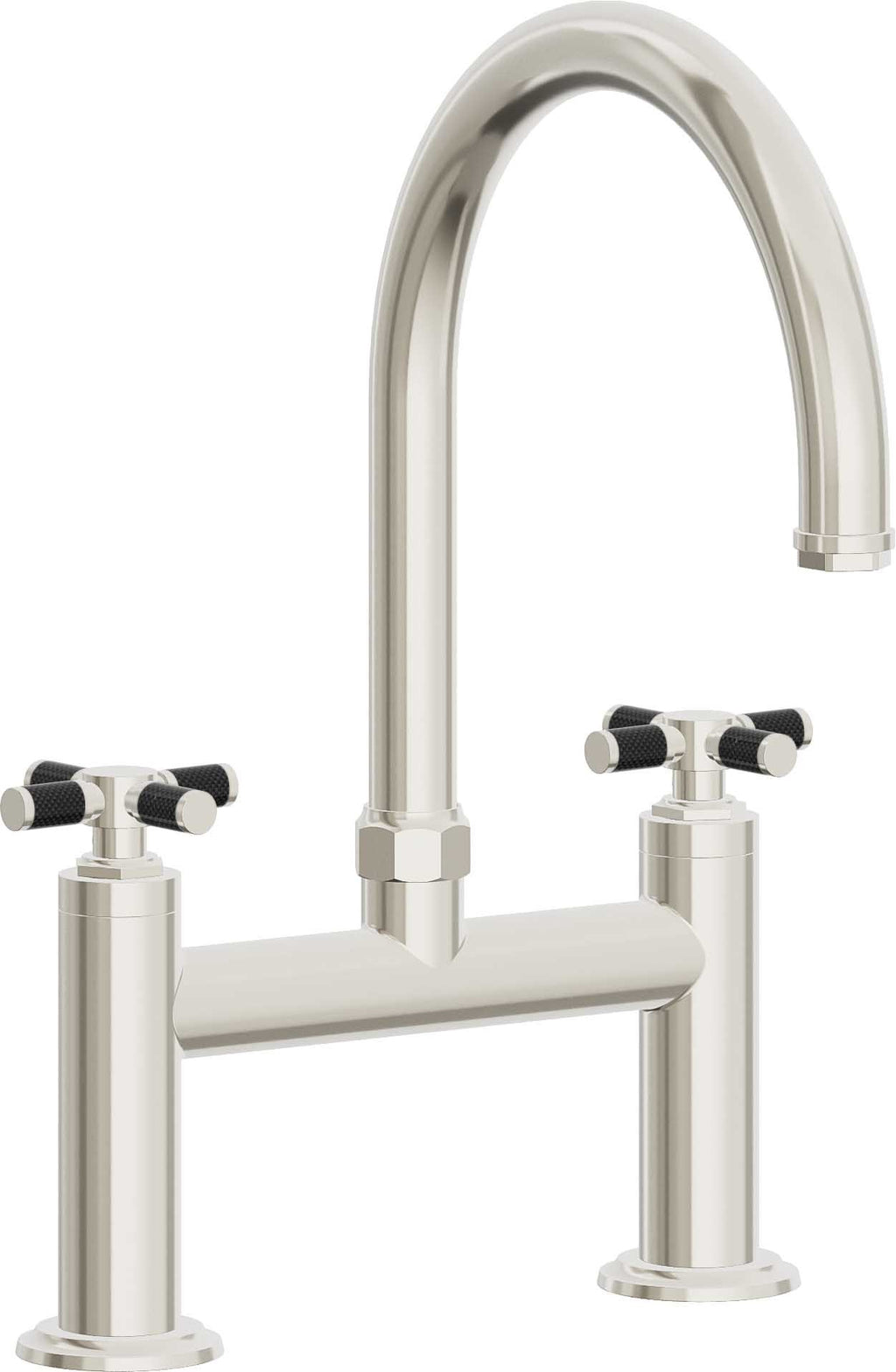 California Faucets Descanso Llave de Cocina Tipo Puente Industrial - Pico en Arco - Níquel Pulido