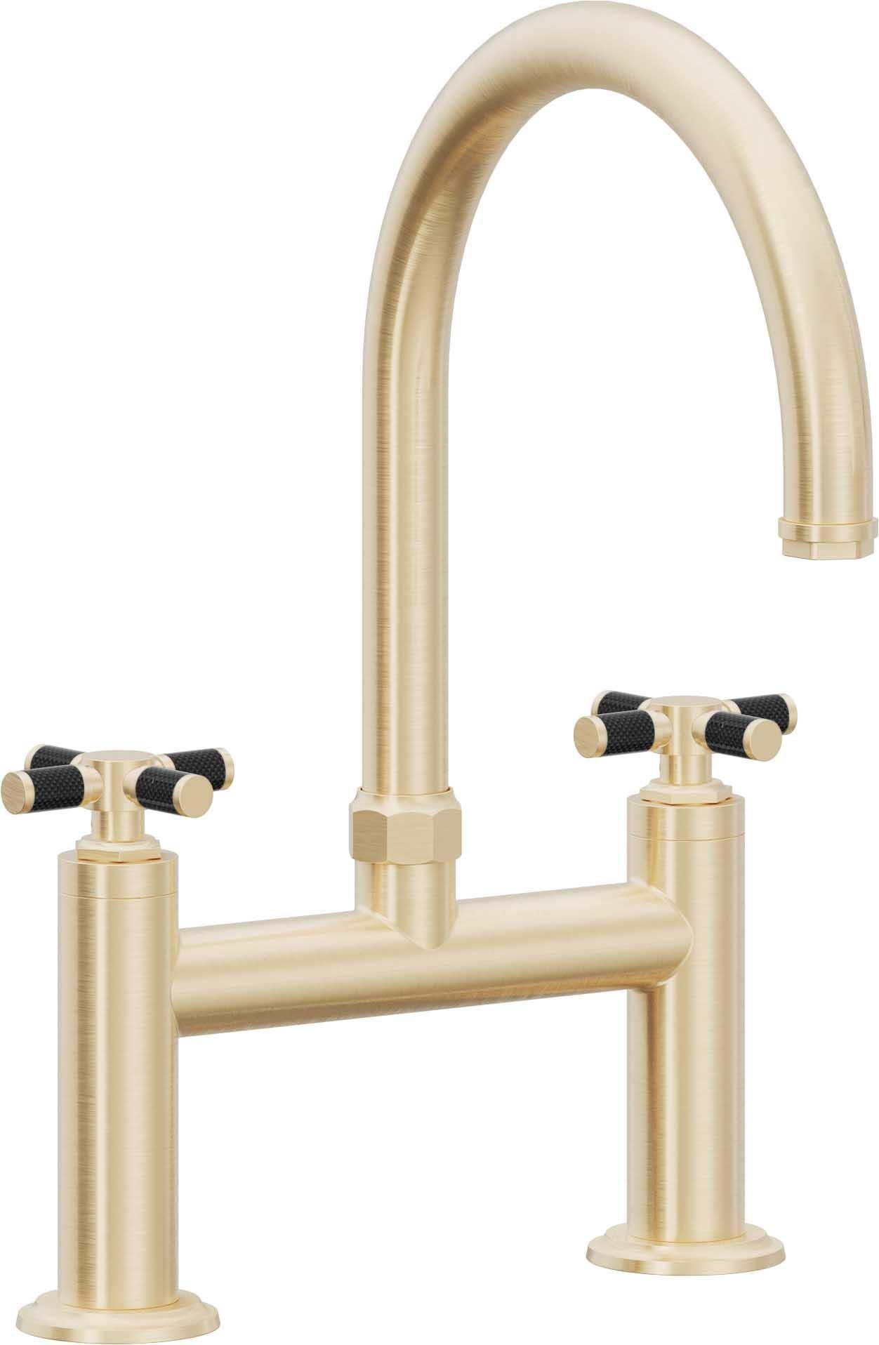 California Faucets Descanso Llave de Cocina Tipo Puente Industrial - Pico en Arco - Latón Satinado