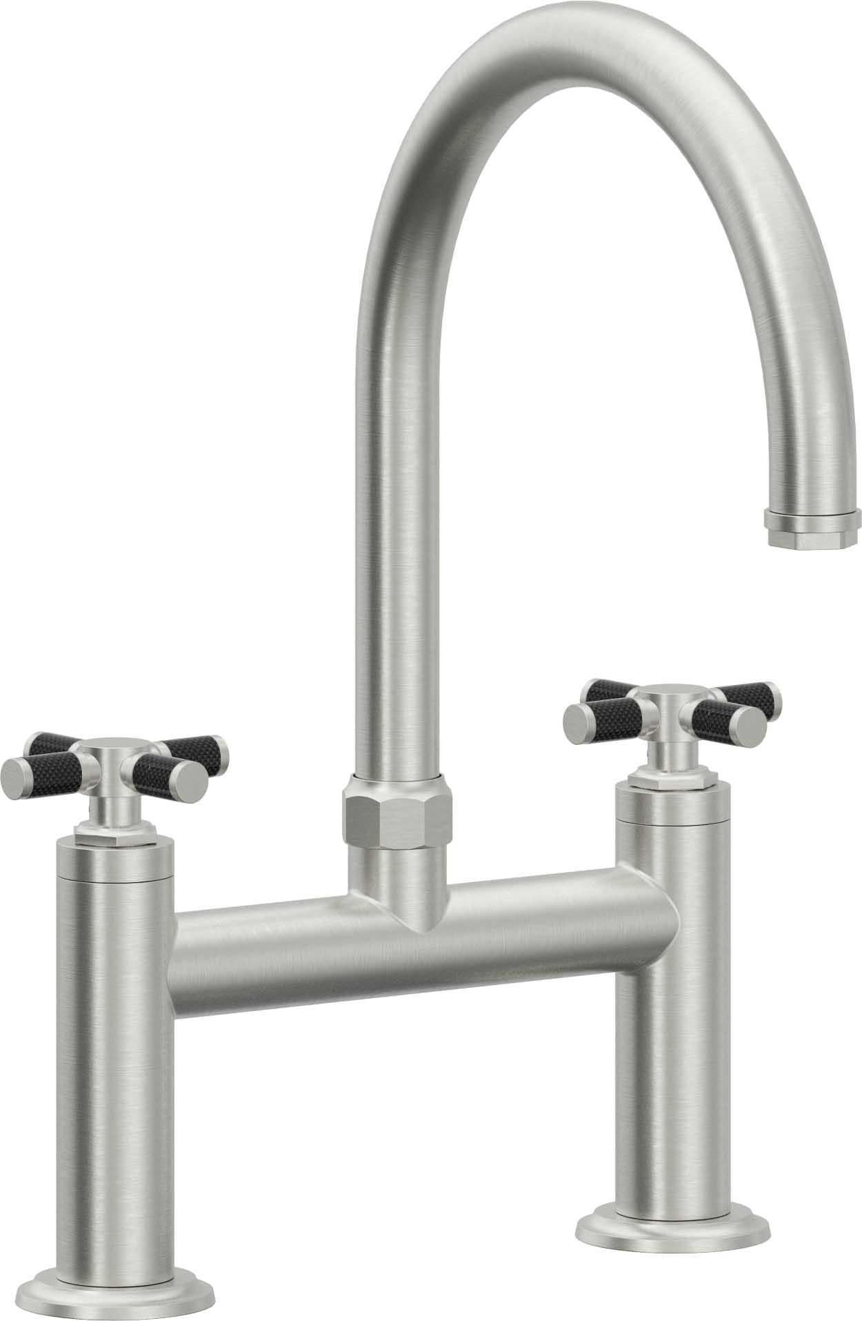 California Faucets Descanso Llave de Cocina Tipo Puente Industrial - Pico en Arco - Cromo Satinado