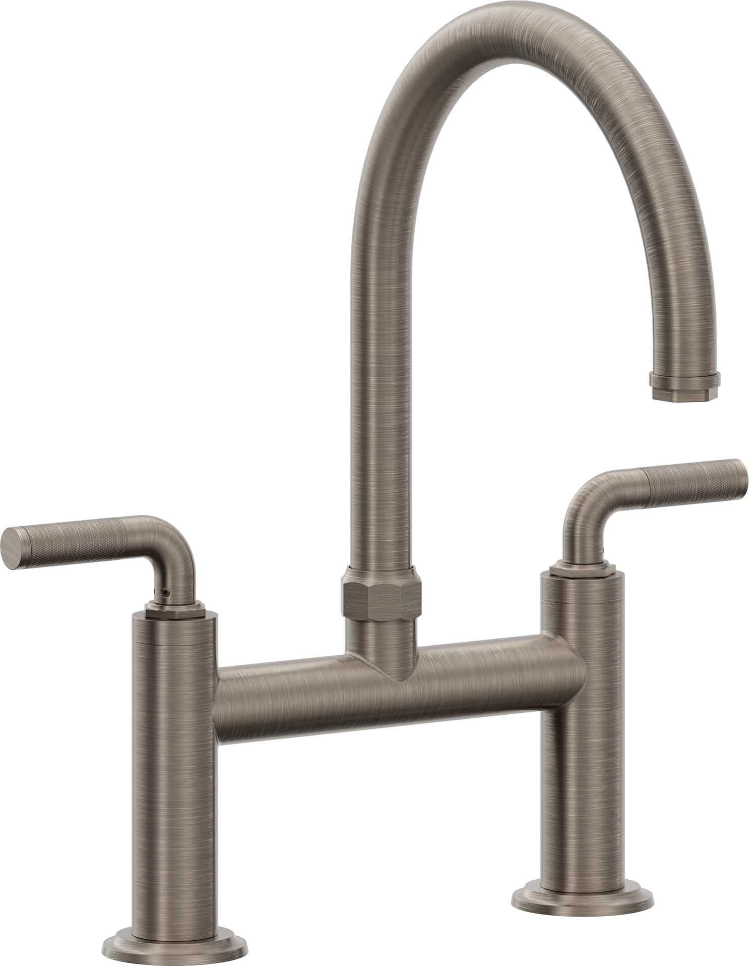 California Faucets Descanso Llave de Cocina Tipo Puente Industrial - Pico en Arco - Níquel Antiguo Mate