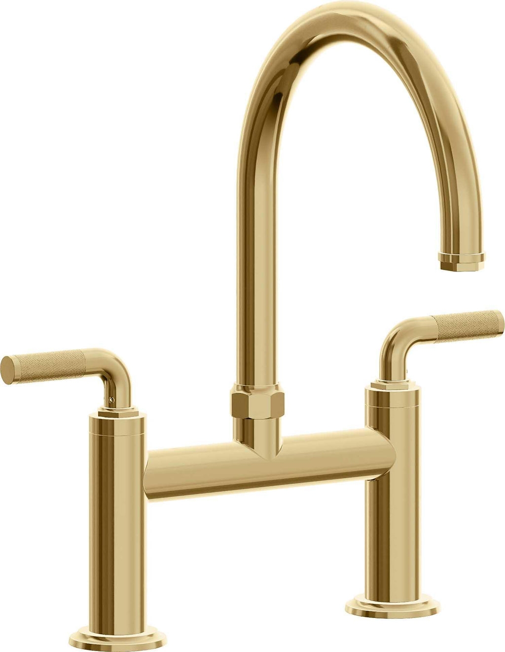 California Faucets Descanso Llave de Cocina Tipo Puente Industrial - Pico en Arco - Oro Francés