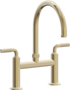 California Faucets Descanso Llave de Cocina Tipo Puente Industrial - Pico en Arco - Latón Pulido