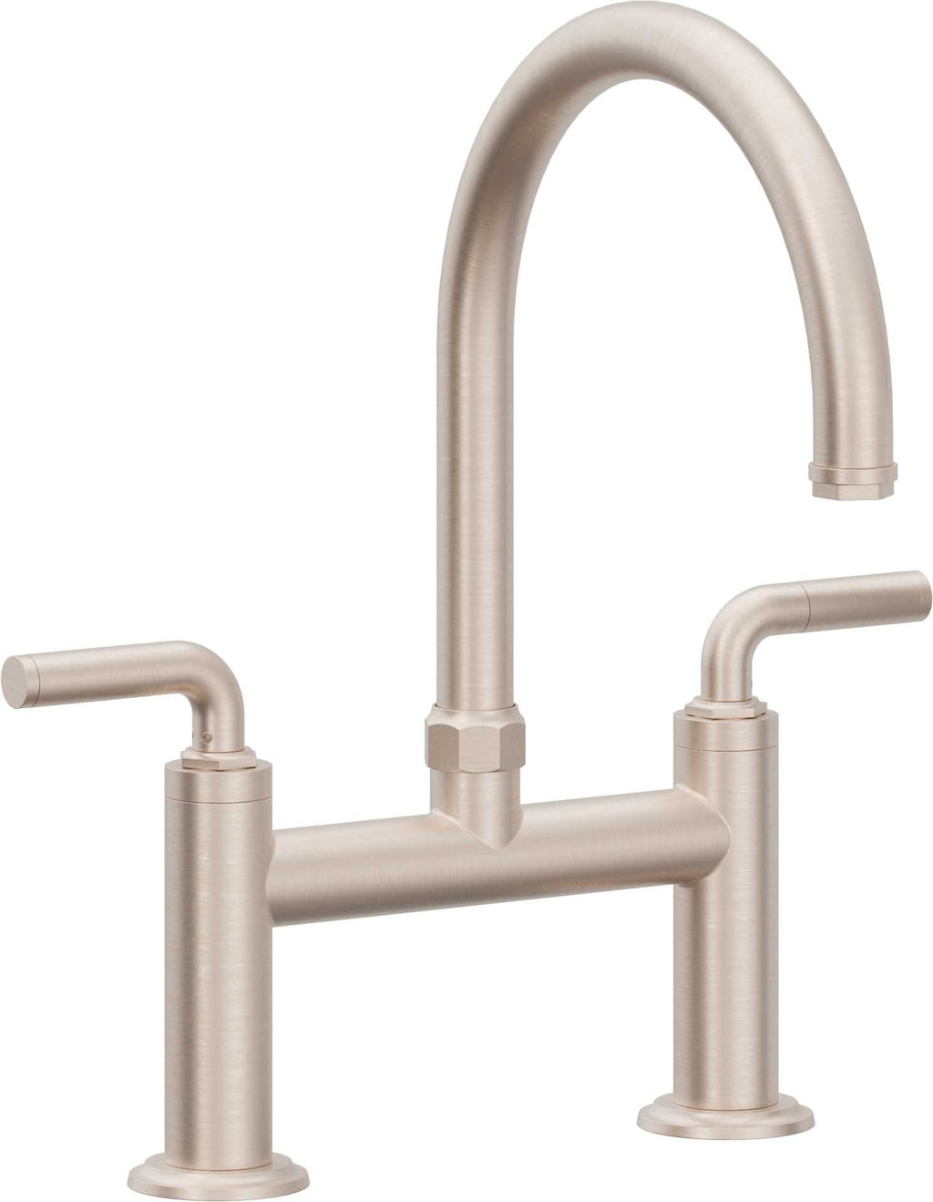 California Faucets Descanso Llave de Cocina Tipo Puente Industrial - Pico en Arco - Níquel Satinado