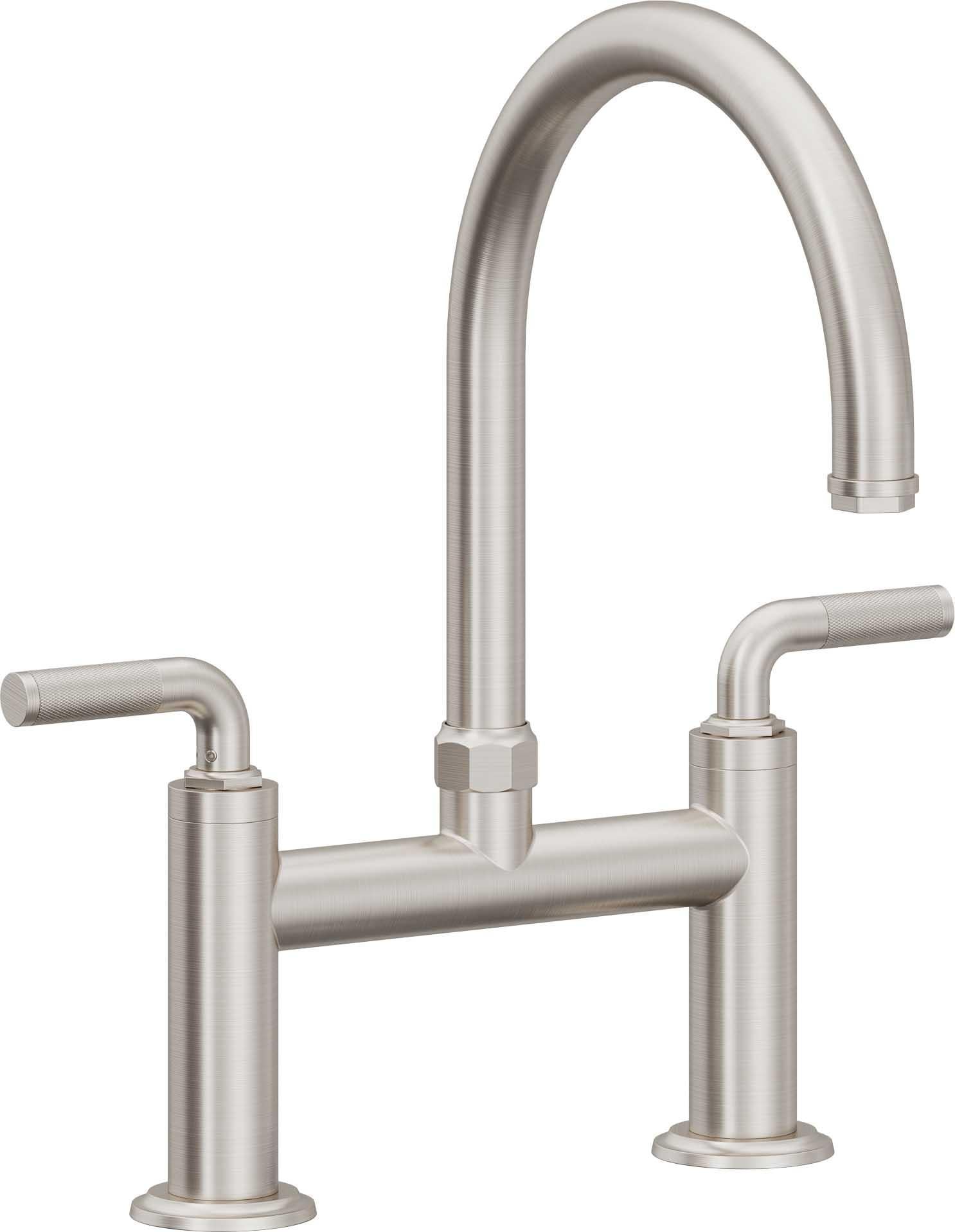 California Faucets Descanso Llave de Cocina Tipo Puente Industrial - Pico en Arco - Acero Inoxidable Ultra