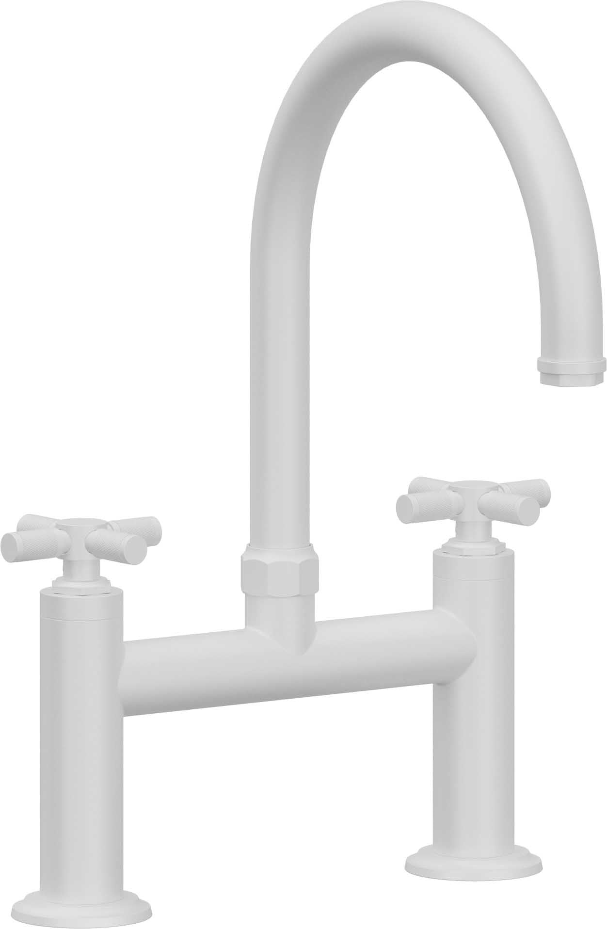 California Faucets Descanso Llave de Cocina Tipo Puente Industrial - Pico en Arco - Blanco Mate