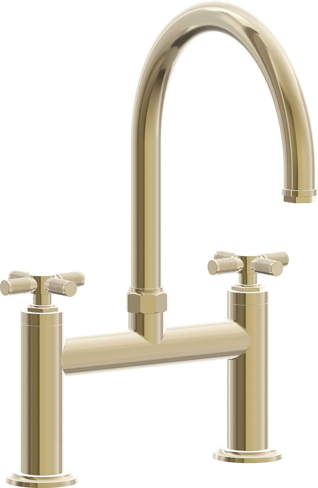 California Faucets Descanso Llave de Cocina Tipo Puente Industrial - Pico en Arco - Latón Pulido