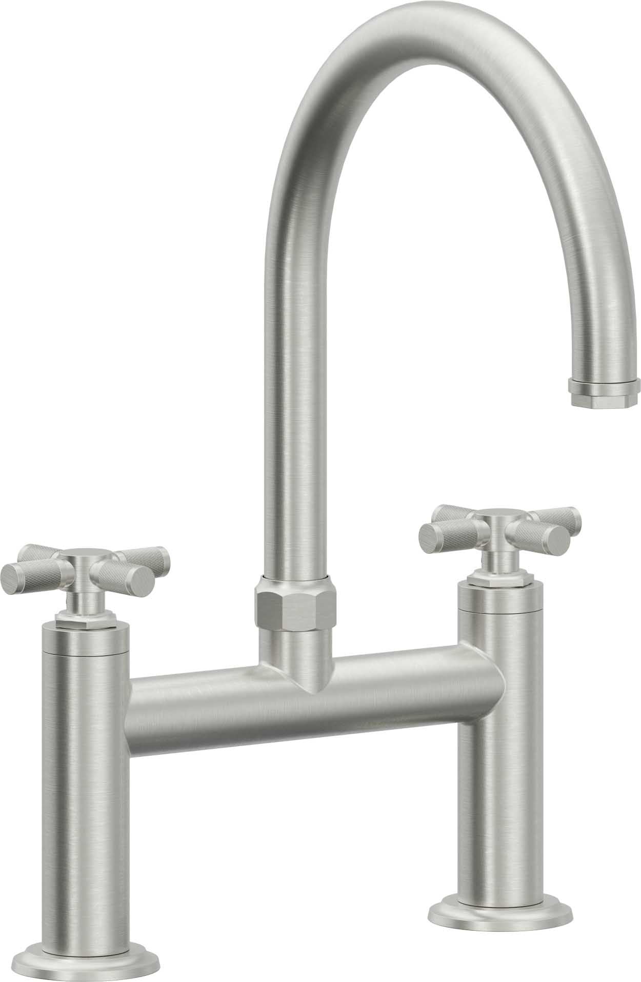 California Faucets Descanso Llave de Cocina Tipo Puente Industrial - Pico en Arco - Cromo Satinado