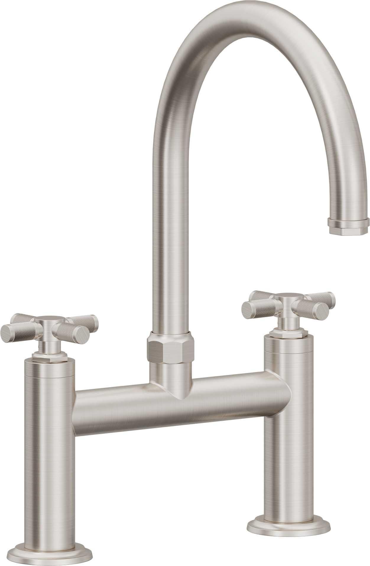 California Faucets Descanso Llave de Cocina Tipo Puente Industrial - Pico en Arco - Acero Inoxidable Ultra