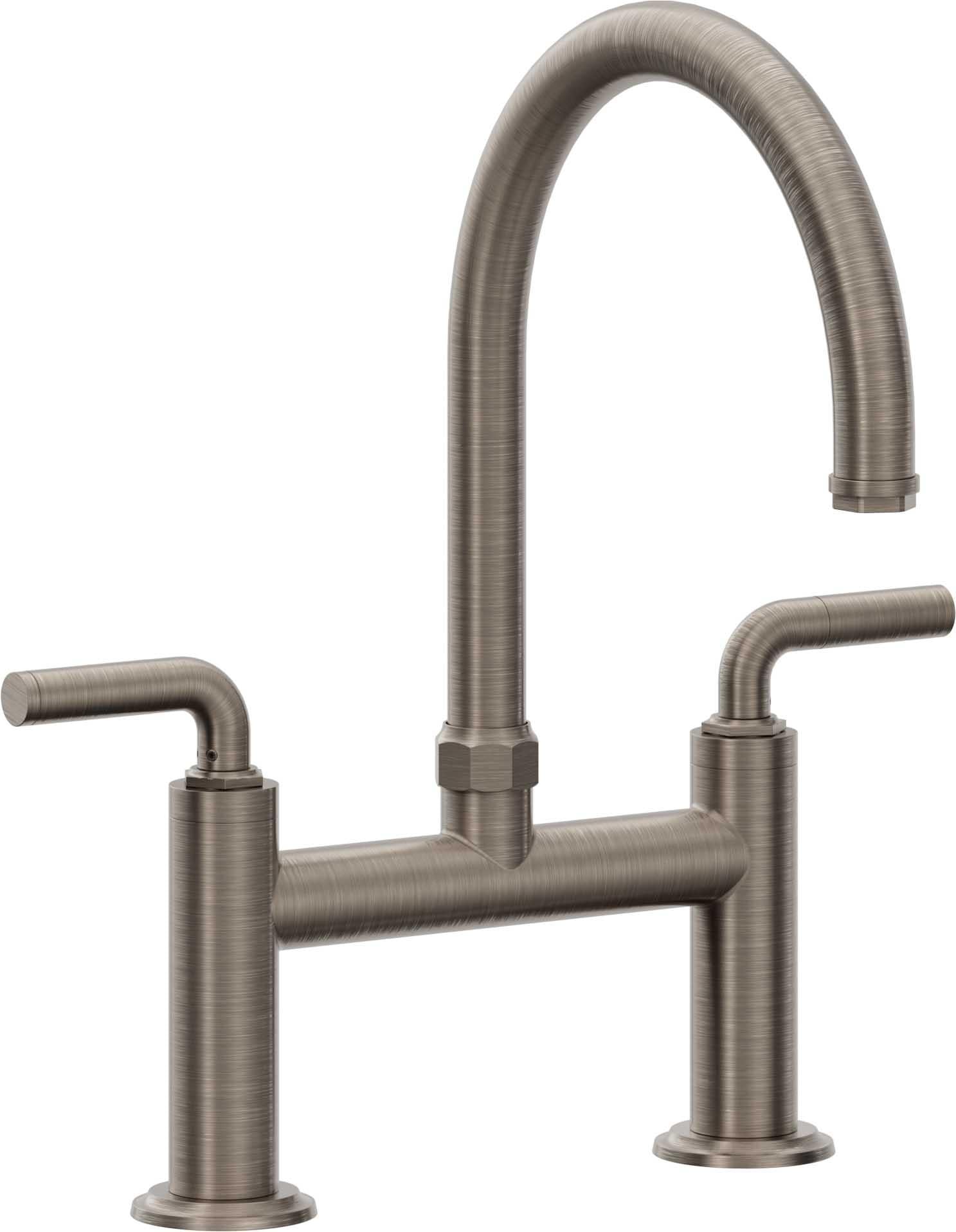 California Faucets Descanso Llave de Cocina Tipo Puente Industrial - Pico en Arco - Níquel Antiguo Mate