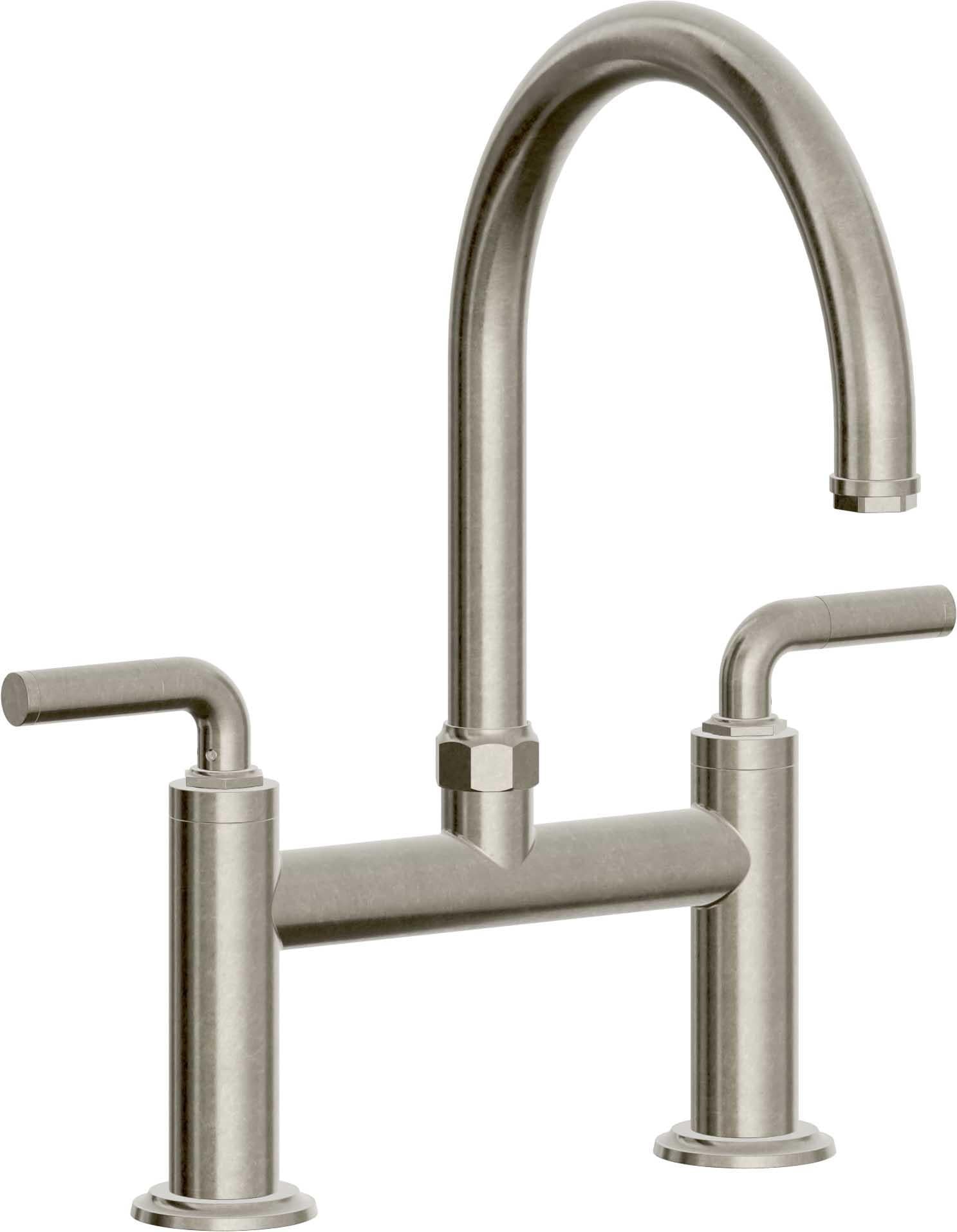 California Faucets Descanso Llave de Cocina Tipo Puente Industrial - Pico en Arco - Níquel Bruñido