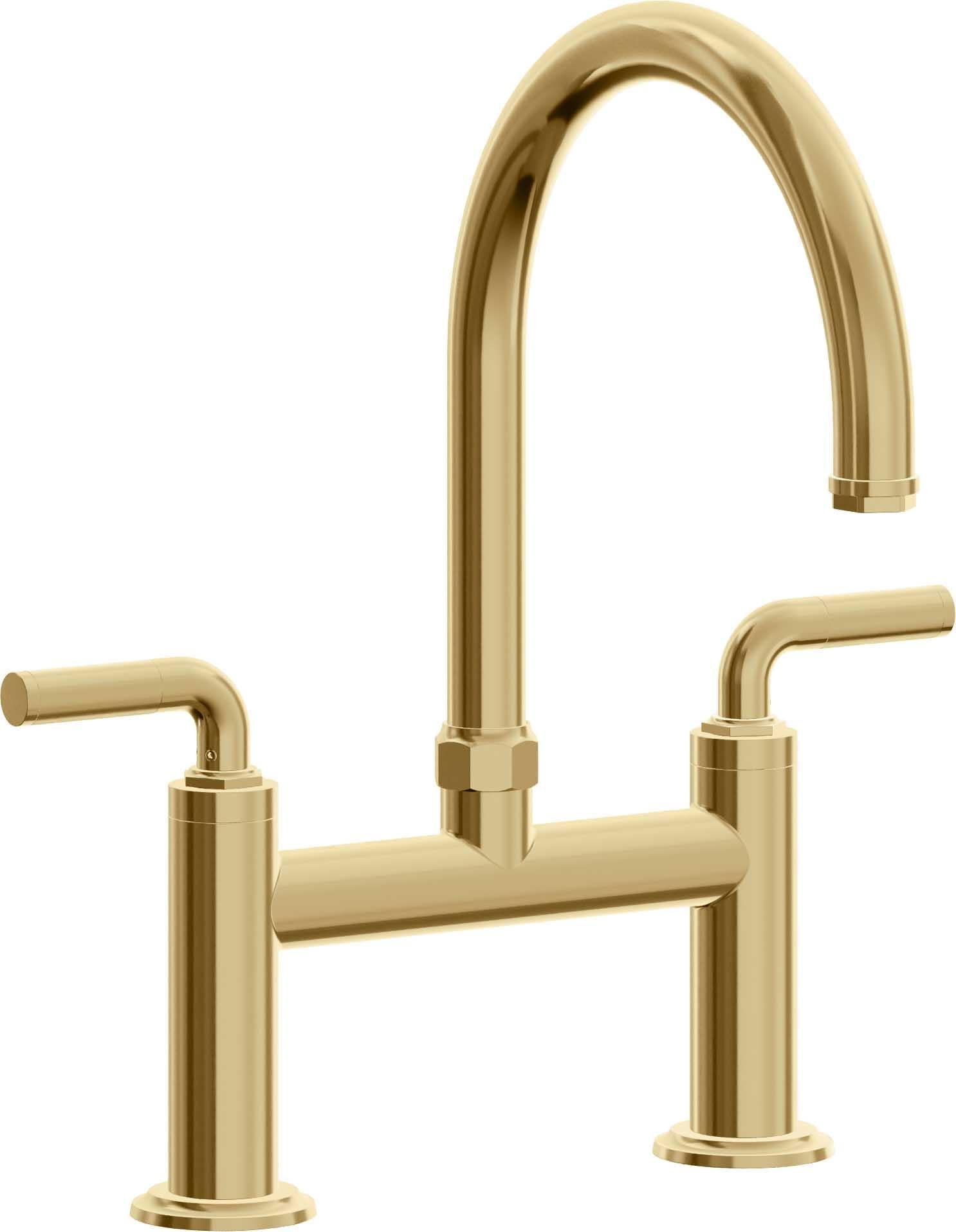 California Faucets Descanso Llave de Cocina Tipo Puente Industrial - Pico en Arco - Oro Francés