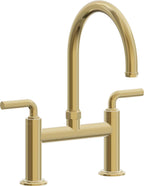 California Faucets Descanso Llave de Cocina Tipo Puente Industrial - Pico en Arco - Oro Pulido de por Vida