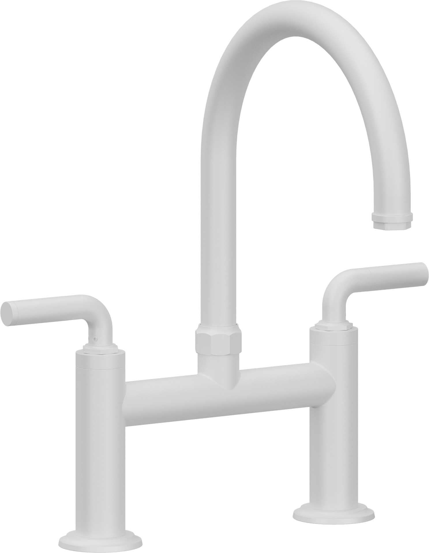 California Faucets Descanso Llave de Cocina Tipo Puente Industrial - Pico en Arco - Blanco Mate