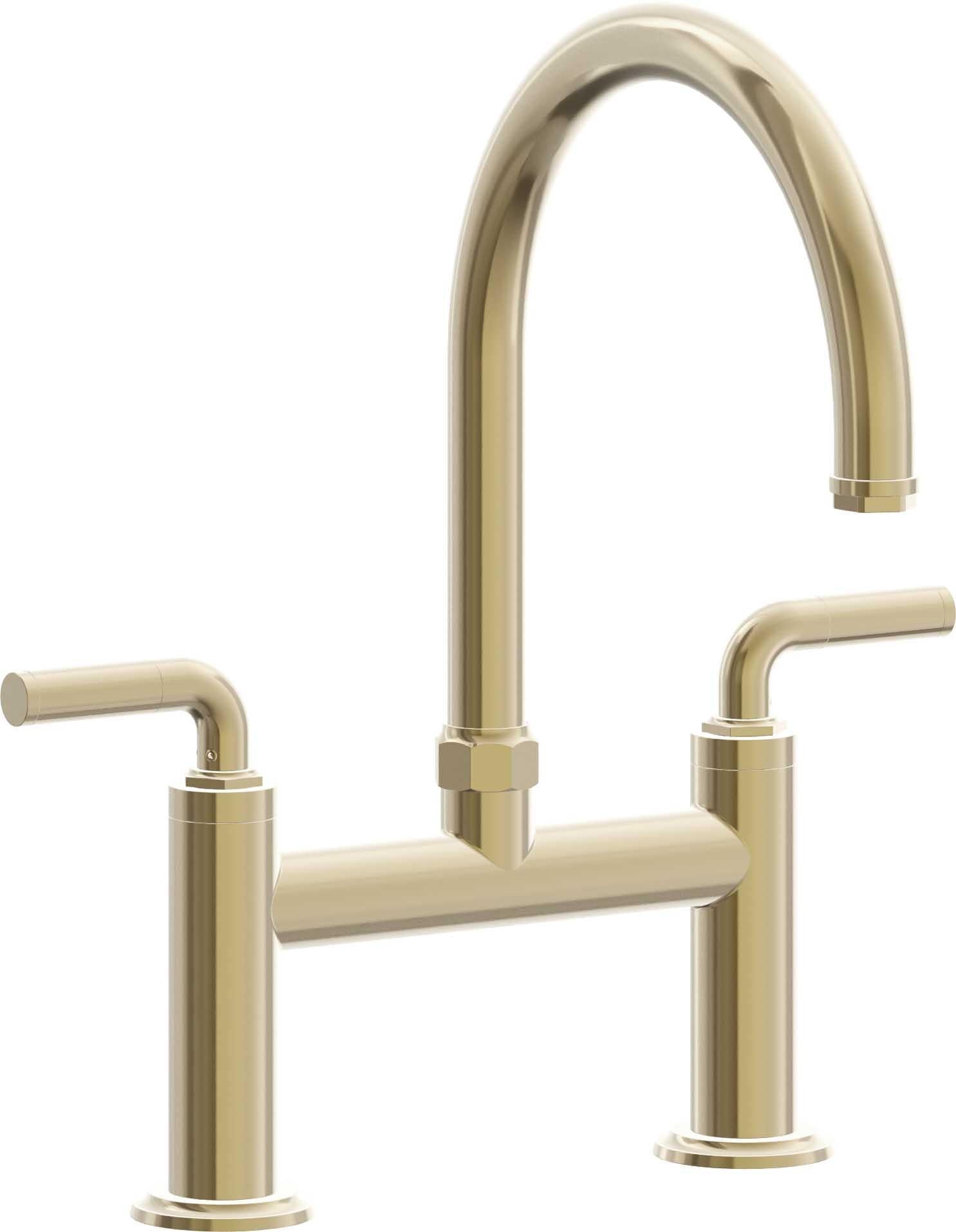 California Faucets Descanso Llave de Cocina Tipo Puente Industrial - Pico en Arco - Latón Pulido
