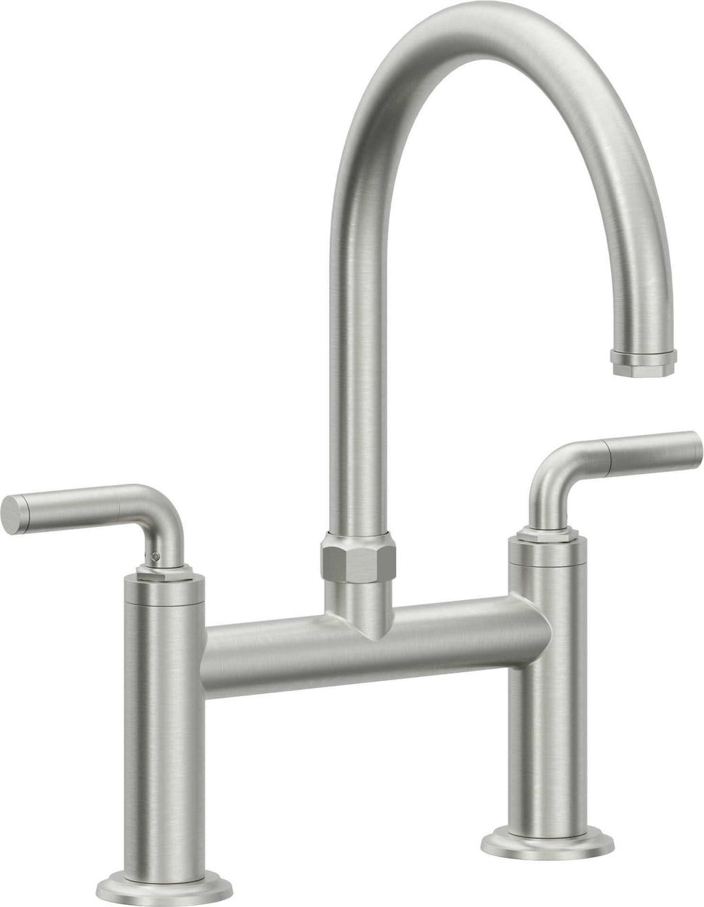California Faucets Descanso Llave de Cocina Tipo Puente Industrial - Pico en Arco - Cromo Satinado