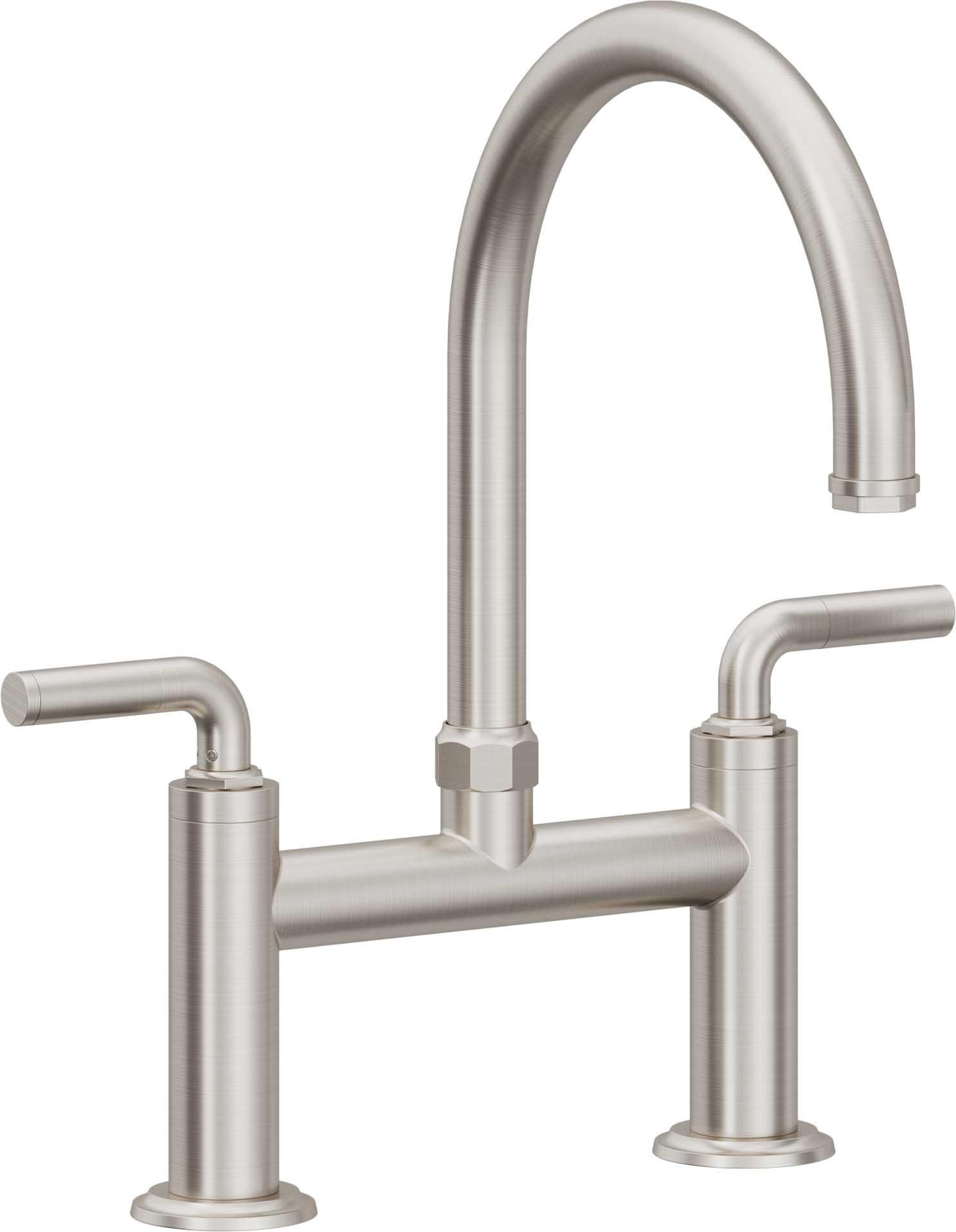 California Faucets Descanso Llave de Cocina Tipo Puente Industrial - Pico en Arco - Acero Inoxidable Ultra
